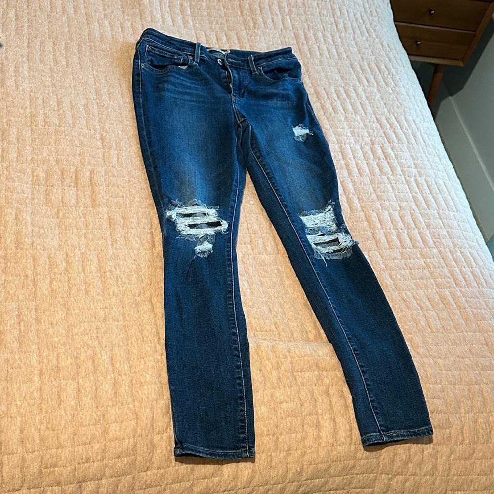 Levi's Dark Blue Distressed Skinny Jeans